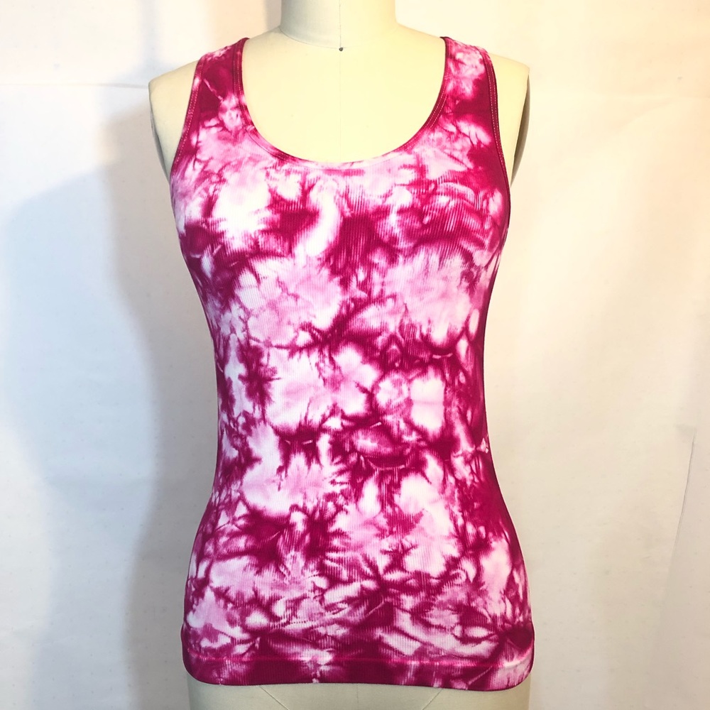 ❄️Sale❄️ Knitro Tie Dye Top magenta pink white ribbed one size - Picture 3 of 8